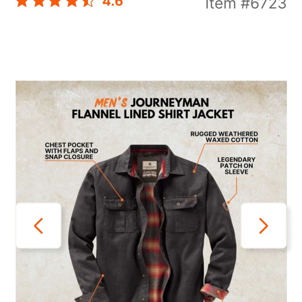 Men's Journeyman Flannel Lined Shirt Jacket Size M